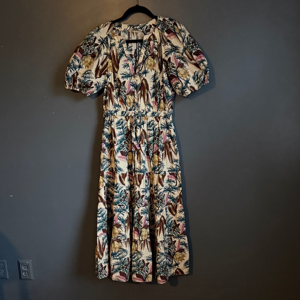 Tropical Print Midi Dress